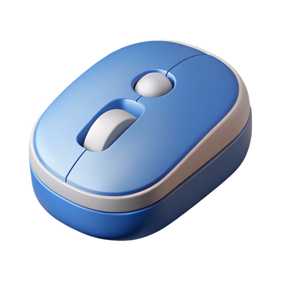 celebrated contemporary Isometric computer mouse with flat color buttons. Crisp edges, clean lines with Scalable Design. high resolution png