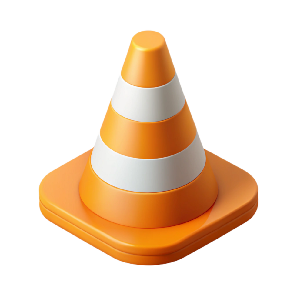 pristine exemplary Isometric traffic cone with symmetrical design. Clean lines, flat color with Scalable Design. png