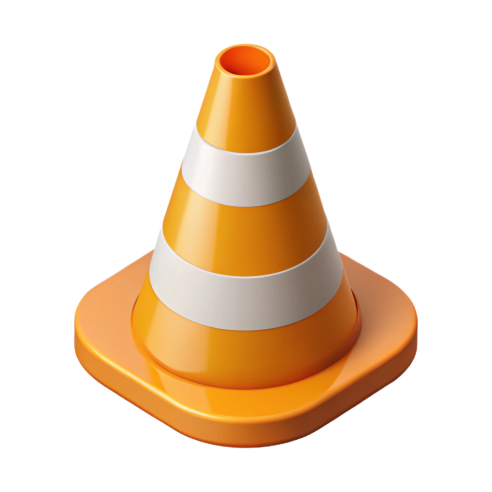exceptional minimalist Isometric traffic cone with symmetrical design. Clean lines, flat color with Scalable Design. sharp png