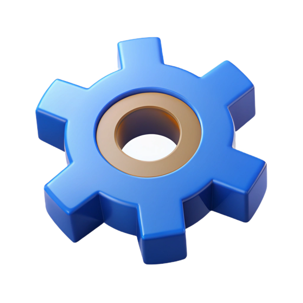 sumptuous organic Isometric gear cog with flat color teeth. Clean lines, with Scalable Design. flawless png