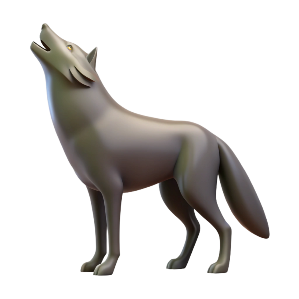 whimsical dramatic Silhouette of a howling wolf. Clean lines, flat color, crisp edges with Scalable Design. expertly shot png