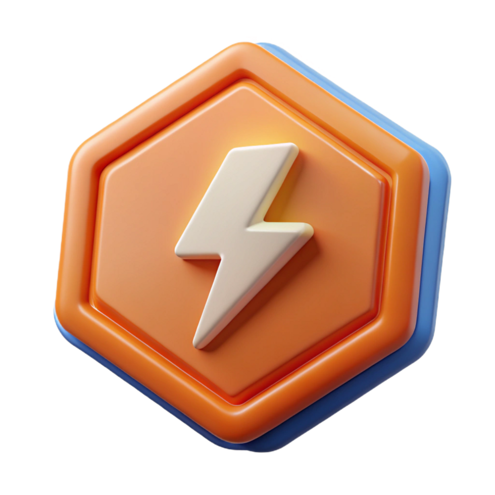 unforgettable creative Octagonal badge with a simple lightning bolt. Scalable, crisp edges, single-weight stroke with Scalable Design. premium png