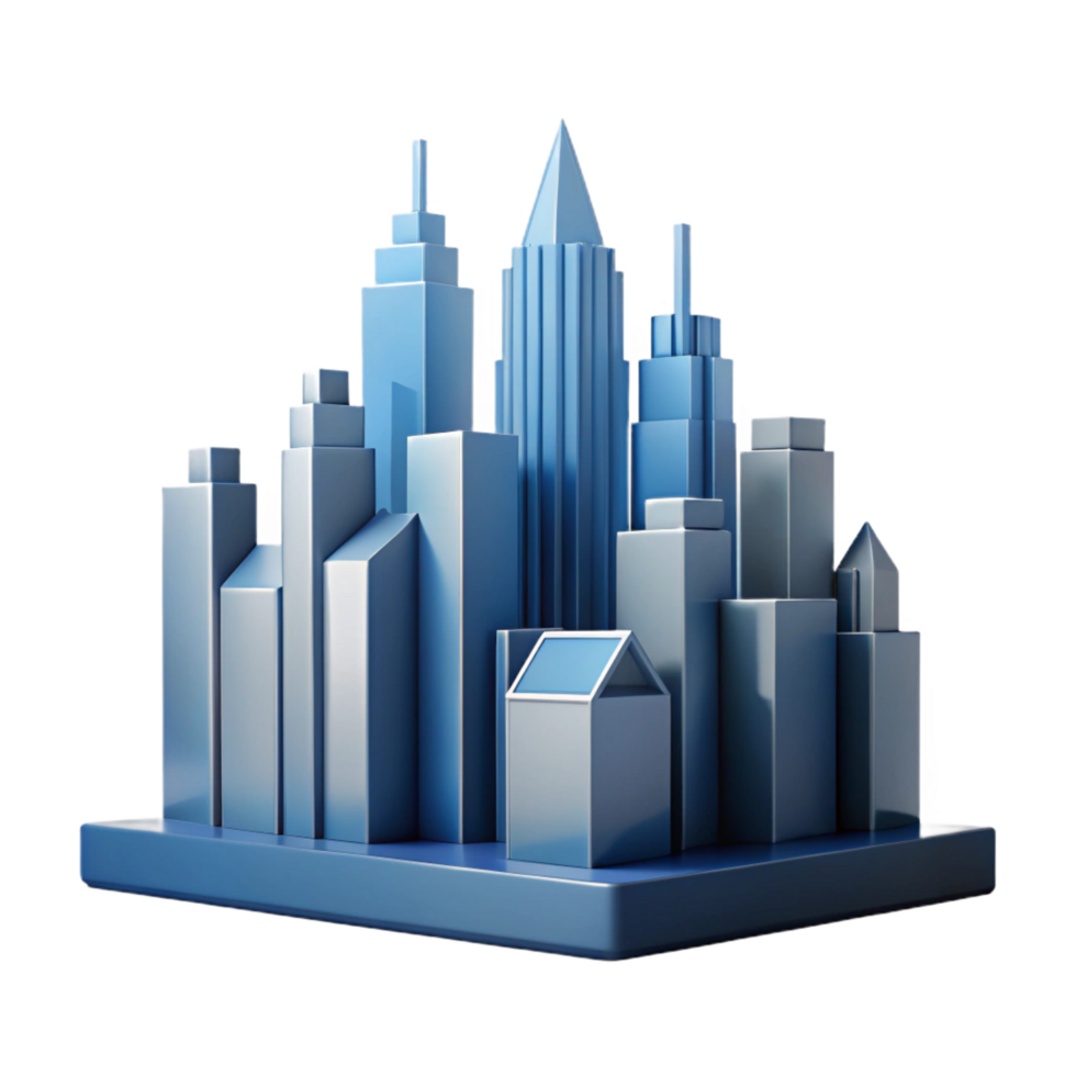 captivating minimalist Geometric silhouette of a city skyline. Crisp edges, flat color, with Scalable Design. 4K png