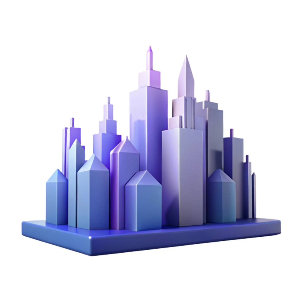 enchanting surreal Geometric silhouette of a city skyline. Crisp edges, flat color, with Scalable Design. precision png