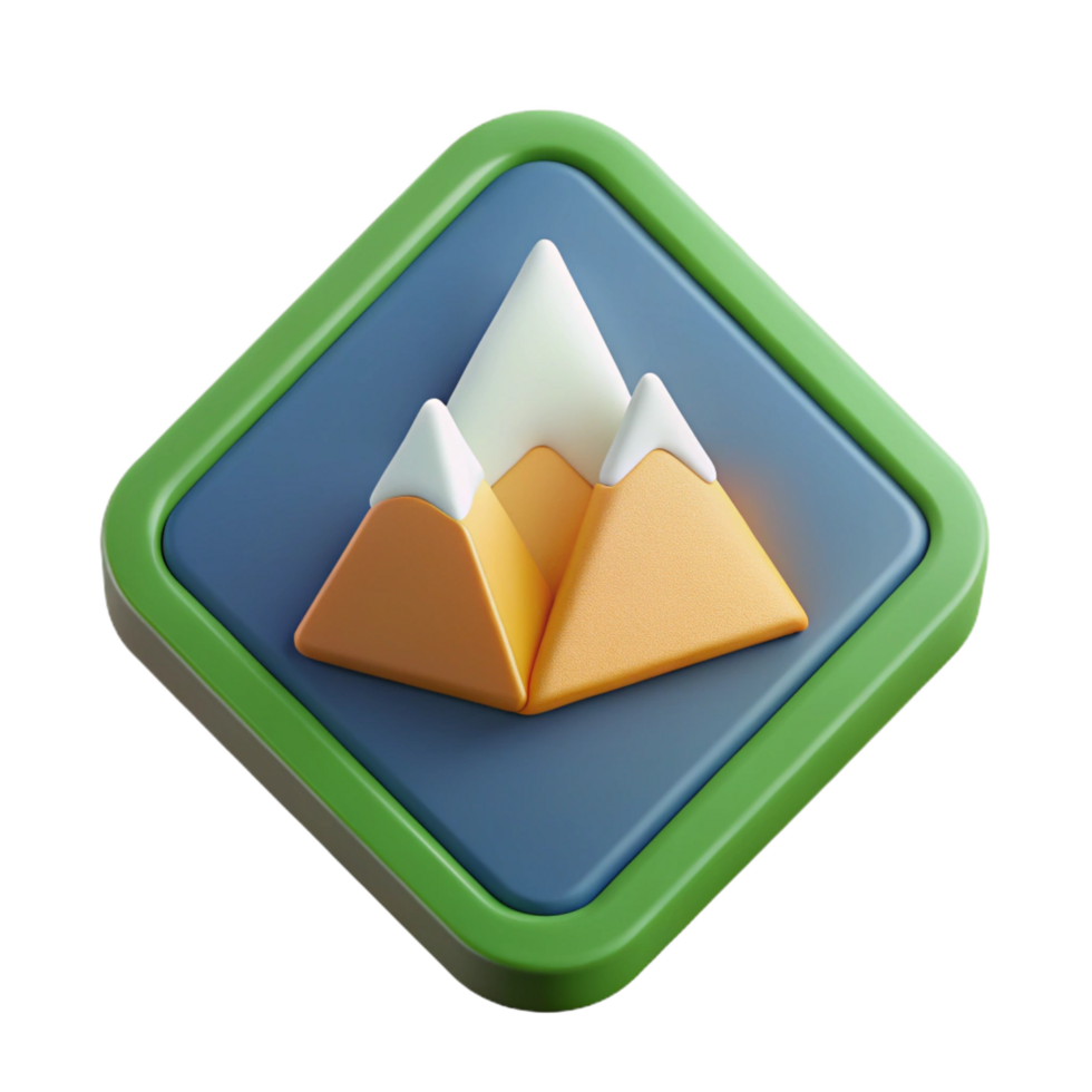 apaixonado glorioso triangular crachá com uma minimalista montanha faixa. geométrico, plano cor, limpar \ limpo linhas com escalável Projeto. fresco png