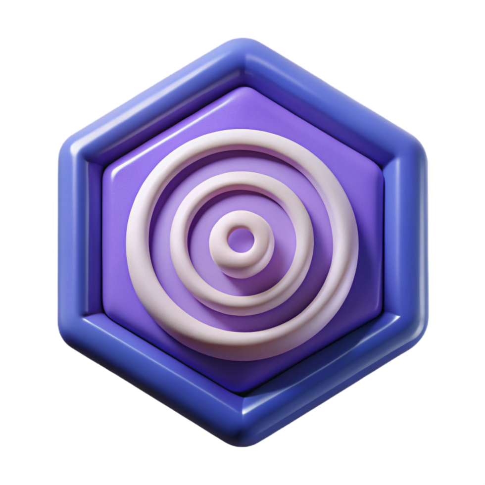 playful wonderful Pentagonal badge with a simple spiral. Minimal, flat color, clean lines with Scalable Design. refined png