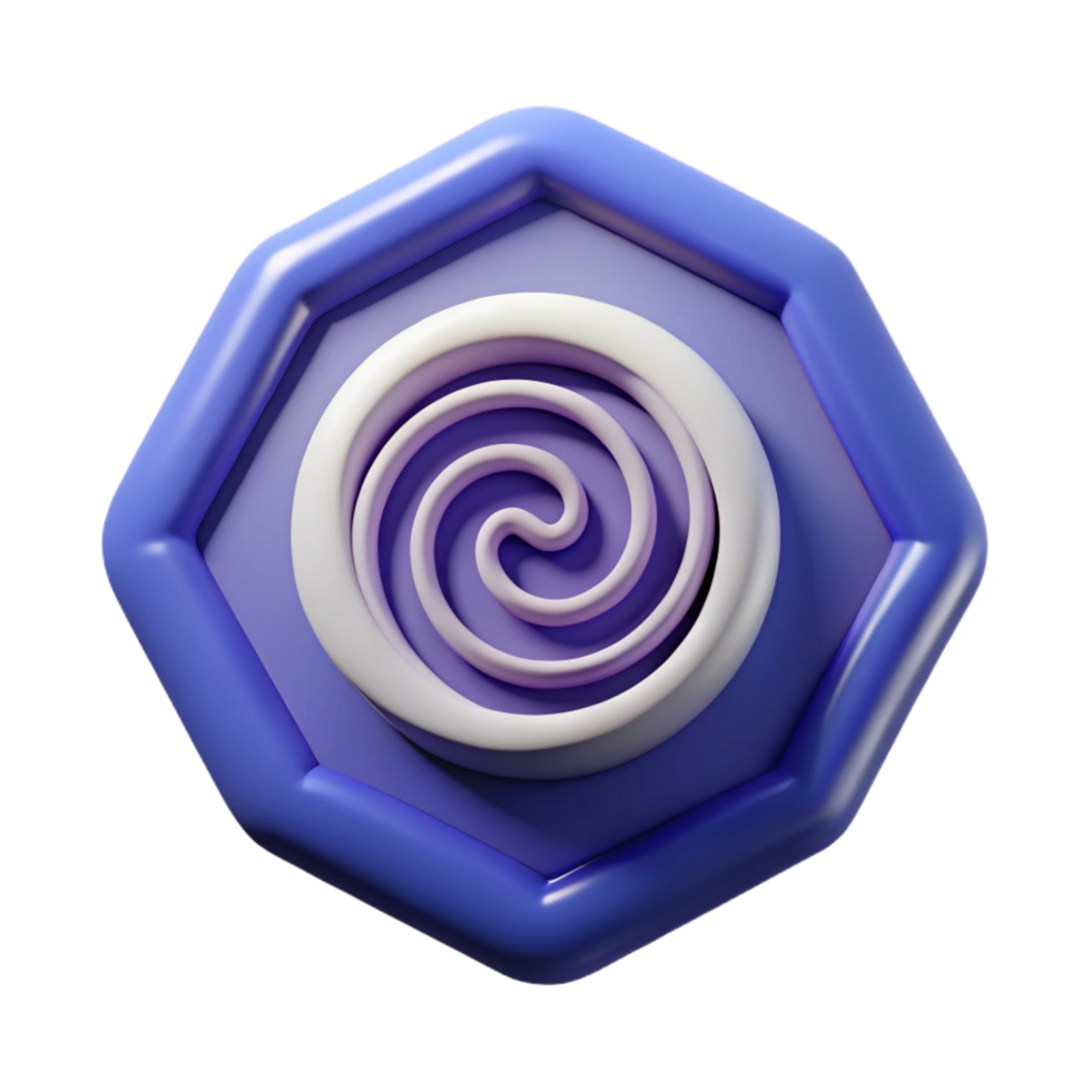 whimsical spectacular Pentagonal badge with a simple spiral. Minimal, flat color, clean lines with Scalable Design. 8K png
