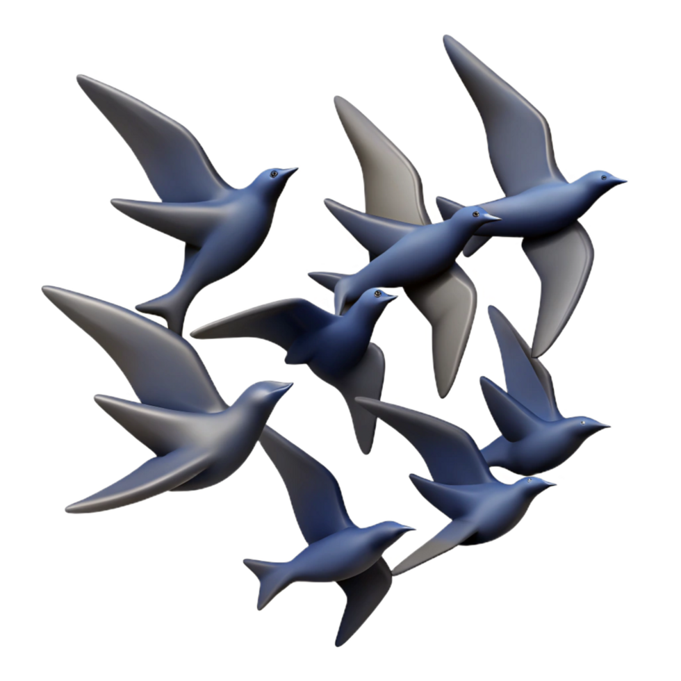 standout abstract Silhouette of a flying bird flock. Crisp edges, flat color, with Scalable Design. precision png