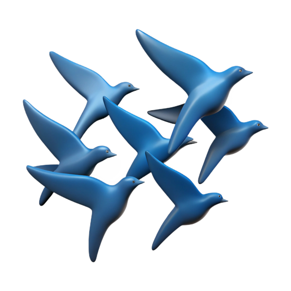 splendid joyful tropical Silhouette of a flying bird flock. Crisp edges, flat color, with Scalable Design. 4K png