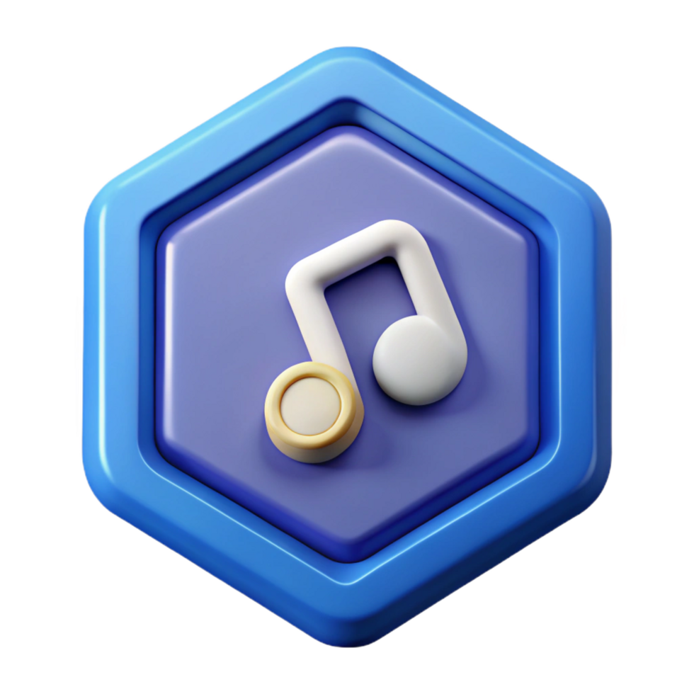 picturesque signature Octagonal badge with a stylized music note. Scalable, crisp edges, single-weight stroke with Scalable Design. png