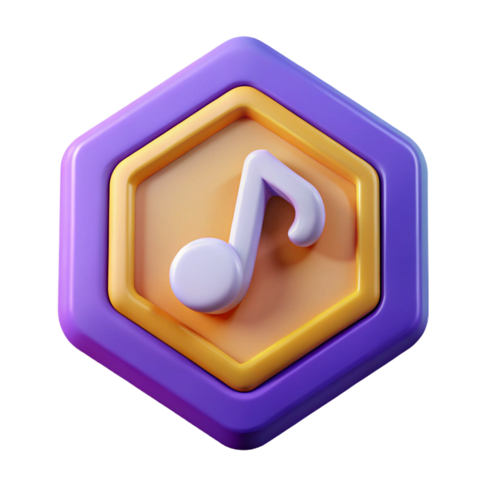 wonderful exemplary Octagonal badge with a stylized music note. Scalable, crisp edges, single-weight stroke with Scalable Design. png
