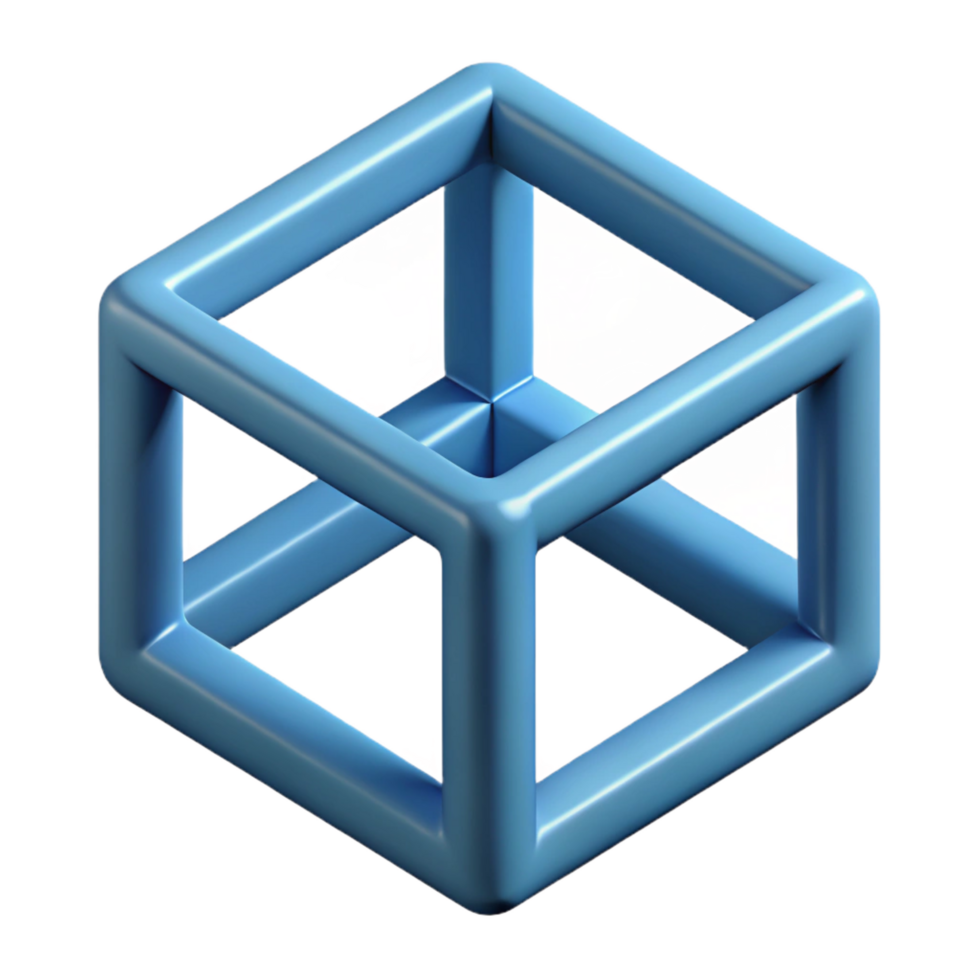 majestic iconic Isometric cube with clean lines and flat red color with Scalable Design. png