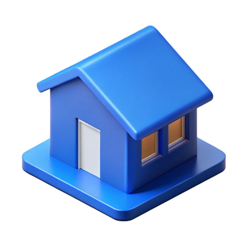 nostalgic glorious Isometric house with flat blue color and with Scalable Design. expertly shot png