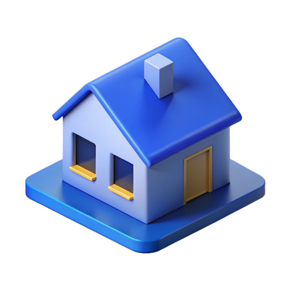remarkable renaissance Isometric house with flat blue color and with Scalable Design. expertly shot png