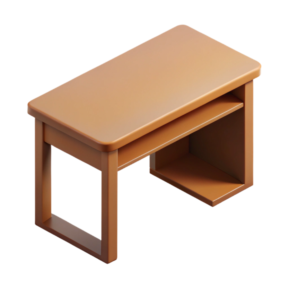 pristine elegant Minimal isometric desk, brown, crisp edges with Scalable Design. precision png