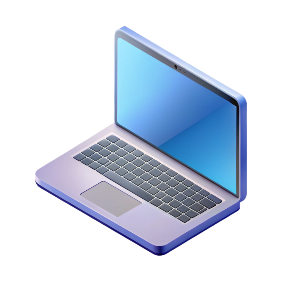 notable avant-garde Isometric laptop with crisp edges and minimal design with Scalable Design. sharp png