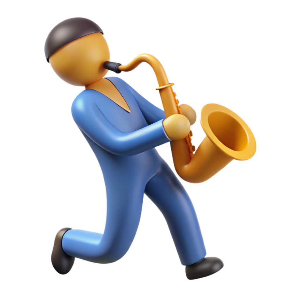 distinguished elegant Silhouette of a playing saxophone. Clean lines, flat color, with Scalable Design. refined png