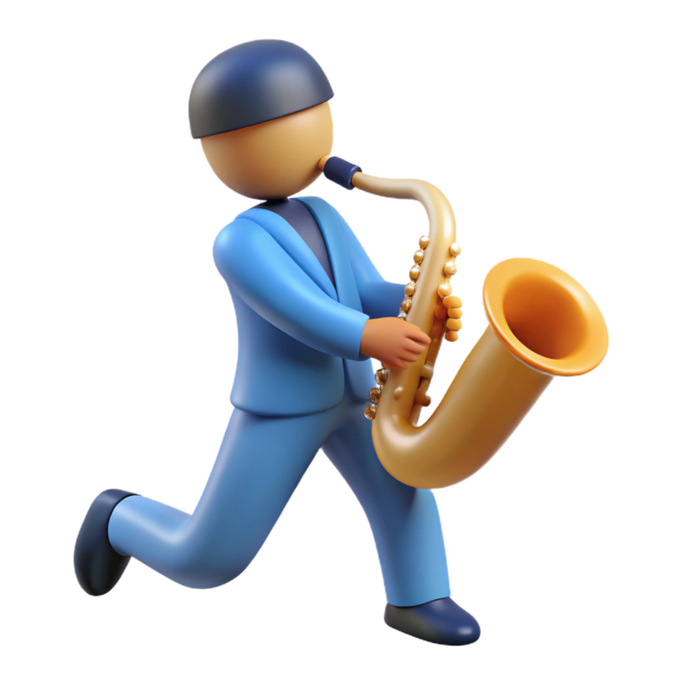 distinguished rustic Silhouette of a playing saxophone. Clean lines, flat color, with Scalable Design. expertly shot png