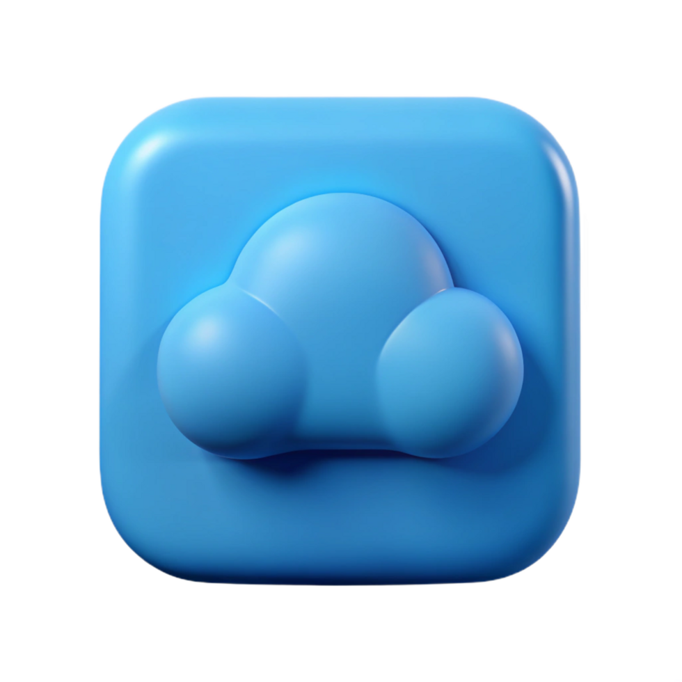 serene acclaimed Square cloud character with rounded corners. Single-weight stroke, light blue flat color with Scalable Design. png