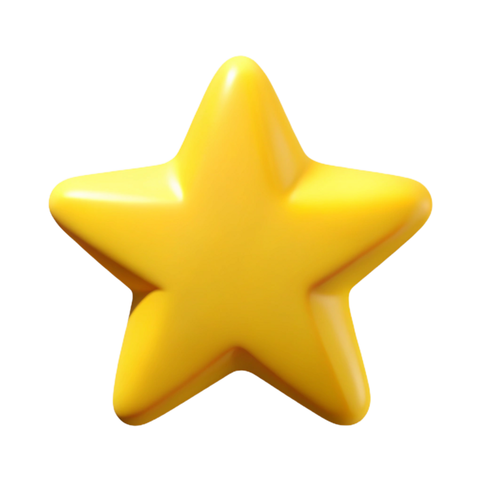 unforgettable artistic Star-shaped character with five points. Symmetrical, yellow flat color with Scalable Design. museum quality png