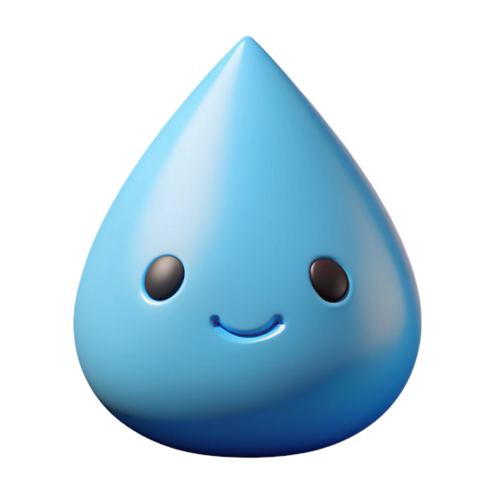 vibrant dramatic bohemian Raindrop character with a rounded bottom. Clean lines, light blue flat color with Scalable Design. crisp png