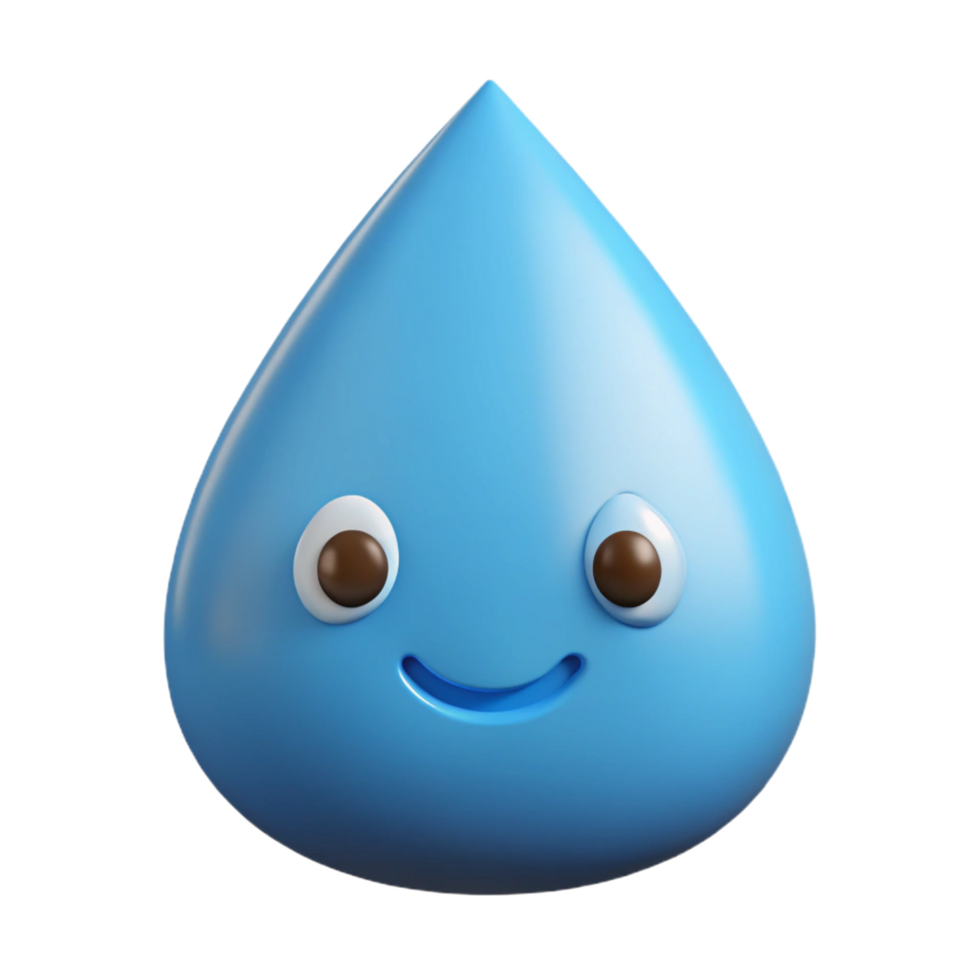 spectacular futuristic Raindrop character with a rounded bottom. Clean lines, light blue flat color with Scalable Design. museum quality png