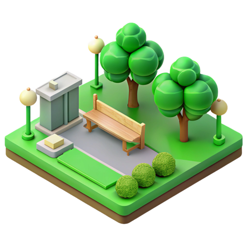 mesmerizing romantic renaissance Isometric park, green, clean lines, with Scalable Design. flawless png