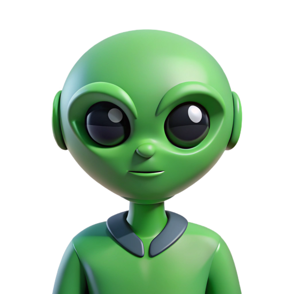 spectacular iconic Alien character with a large head and small body. Minimal design, green flat color with Scalable Design. png