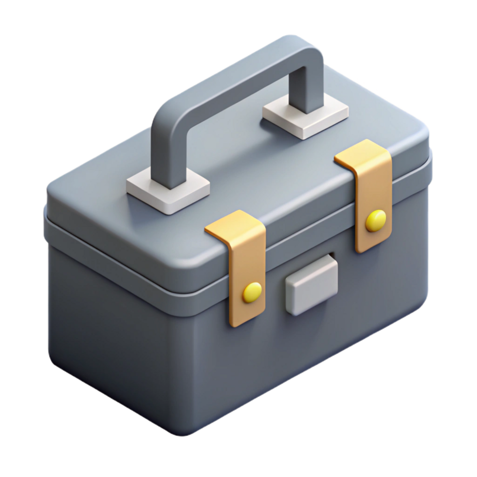 gorgeous quintessential Crisp edges isometric toolbox, grey, minimal with Scalable Design. png