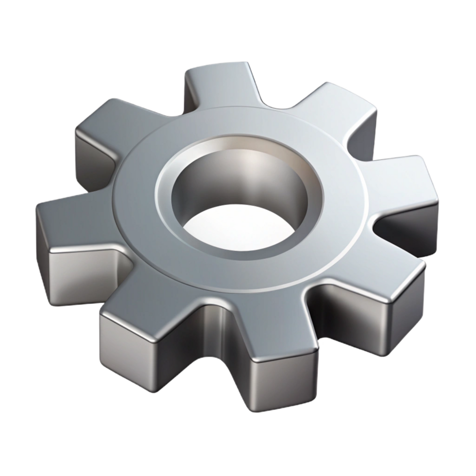impressive coastal Clean lines isometric gear, silver, with Scalable Design. high quality png