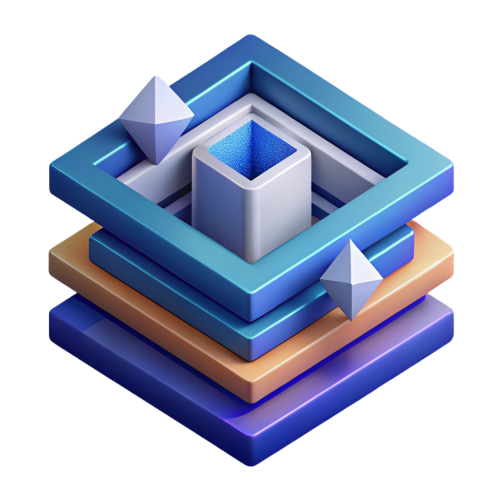dramatic ethereal surreal Isometric abstract shapes with crisp edges and geometric patterns with Scalable Design. impeccable png