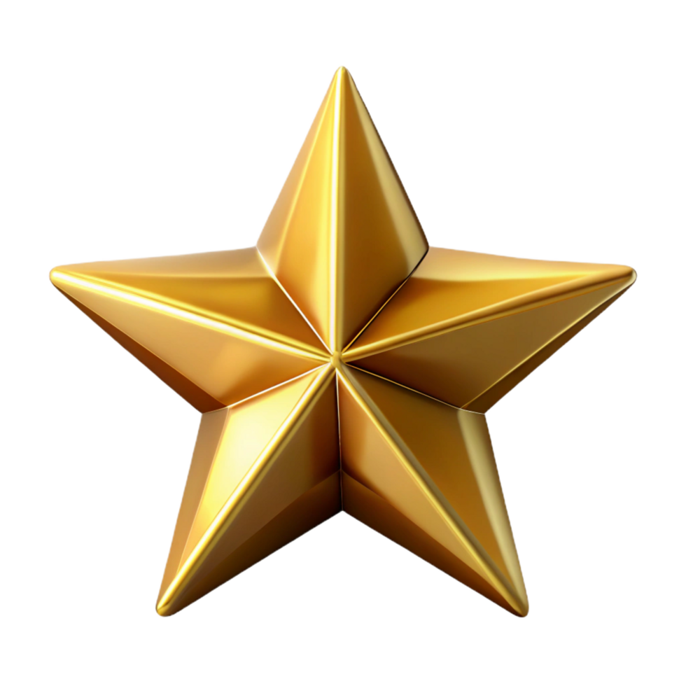 elegant geometric Crisp edges star with five points. Gold, symmetrical design with Scalable Design. fine detail png