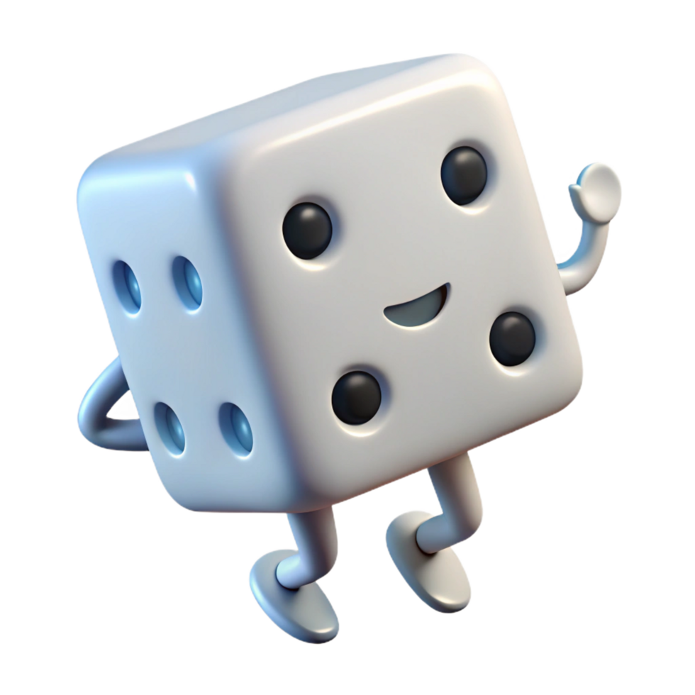 picturesque notable Square dice character with dots. White, clean lines with Scalable Design. png