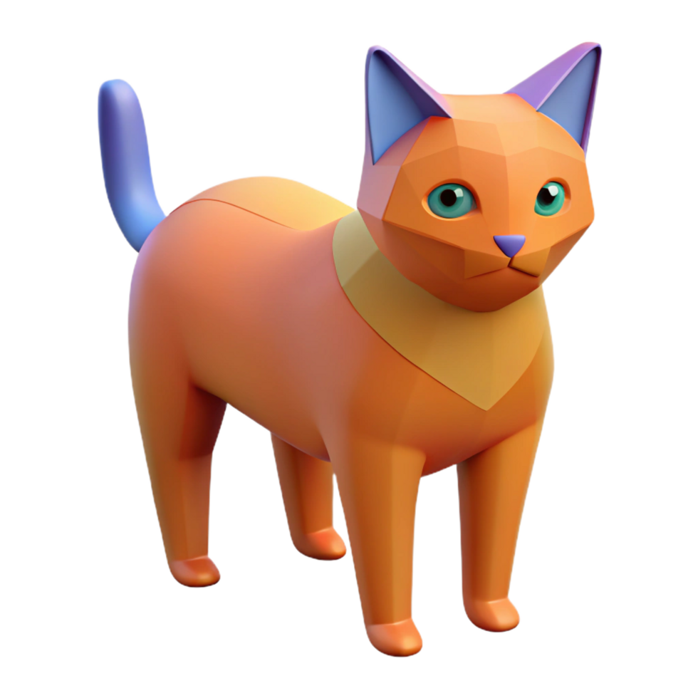 wonderful exceptional Flat color, geometric representation of a cat. Crisp edges, with Scalable Design. png