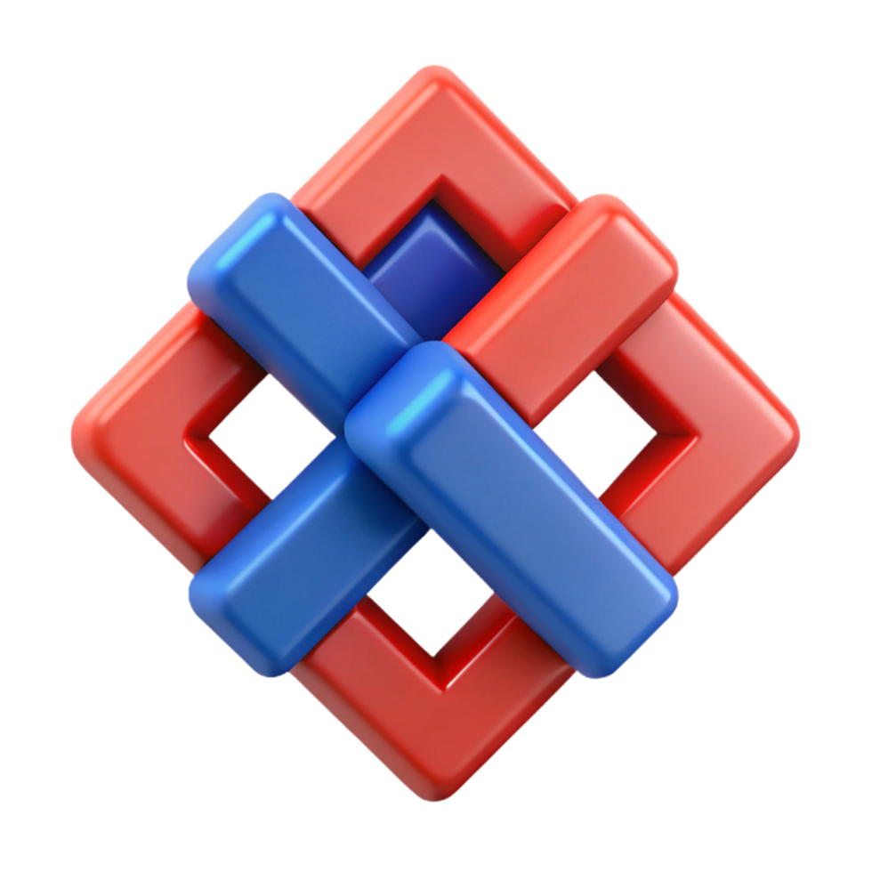 sumptuous gothic Interlocking geometric squares, crisp edges, flat red and blue with Scalable Design. genuine png