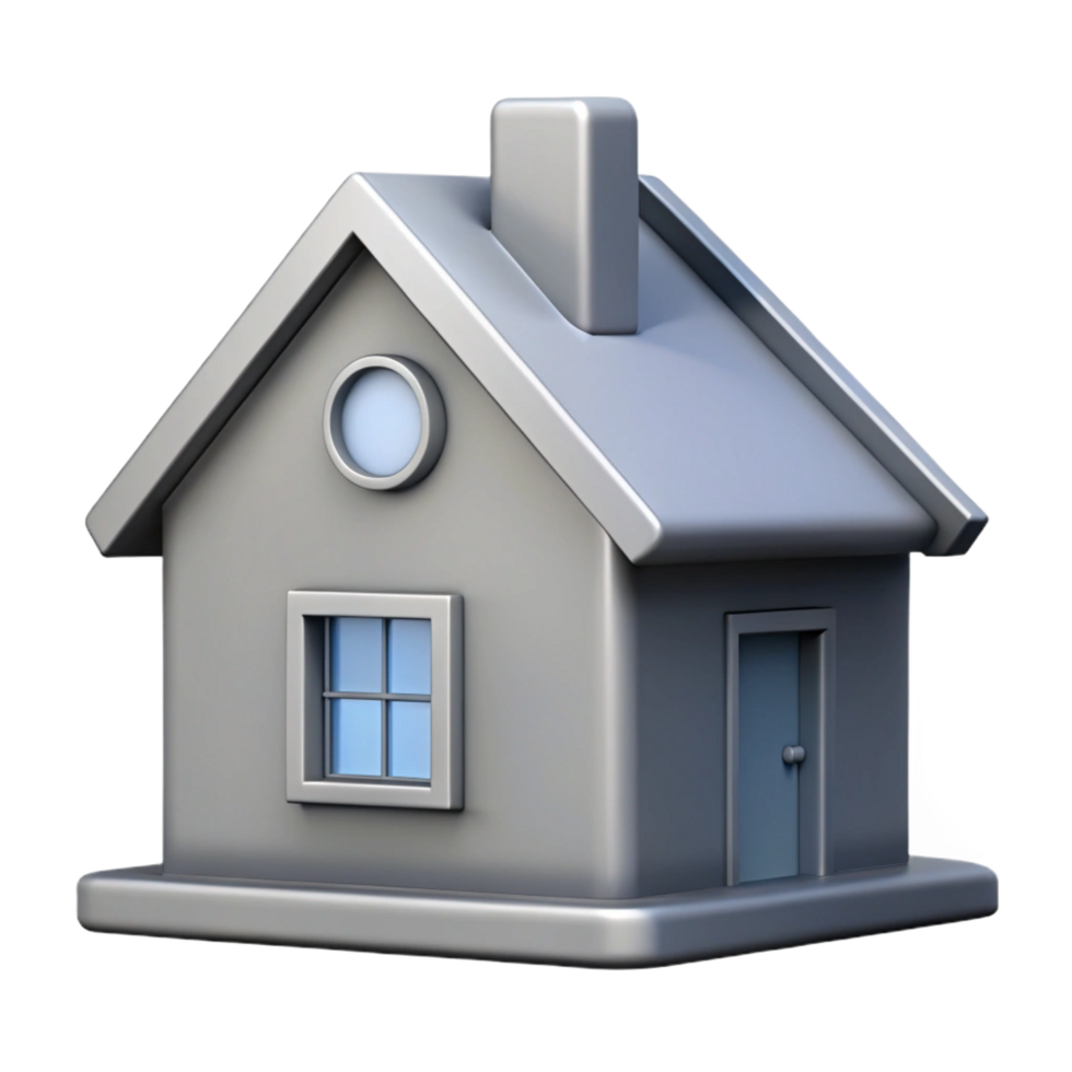 melancholic beautiful Crisp edges outline a simple house. Flat grey. Single-weight stroke with Scalable Design. authentic png