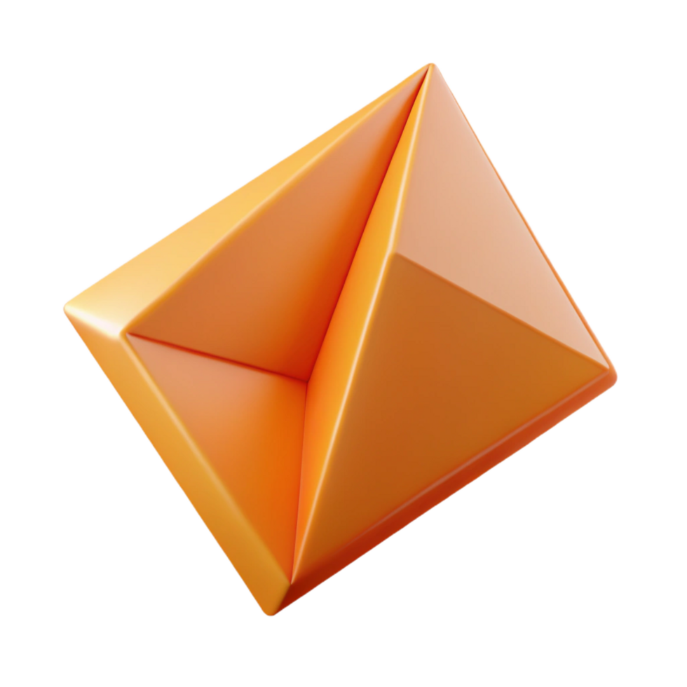 striking renaissance Geometric triangle with sharp edges. Flat orange. Minimal design with Scalable Design. studio quality png