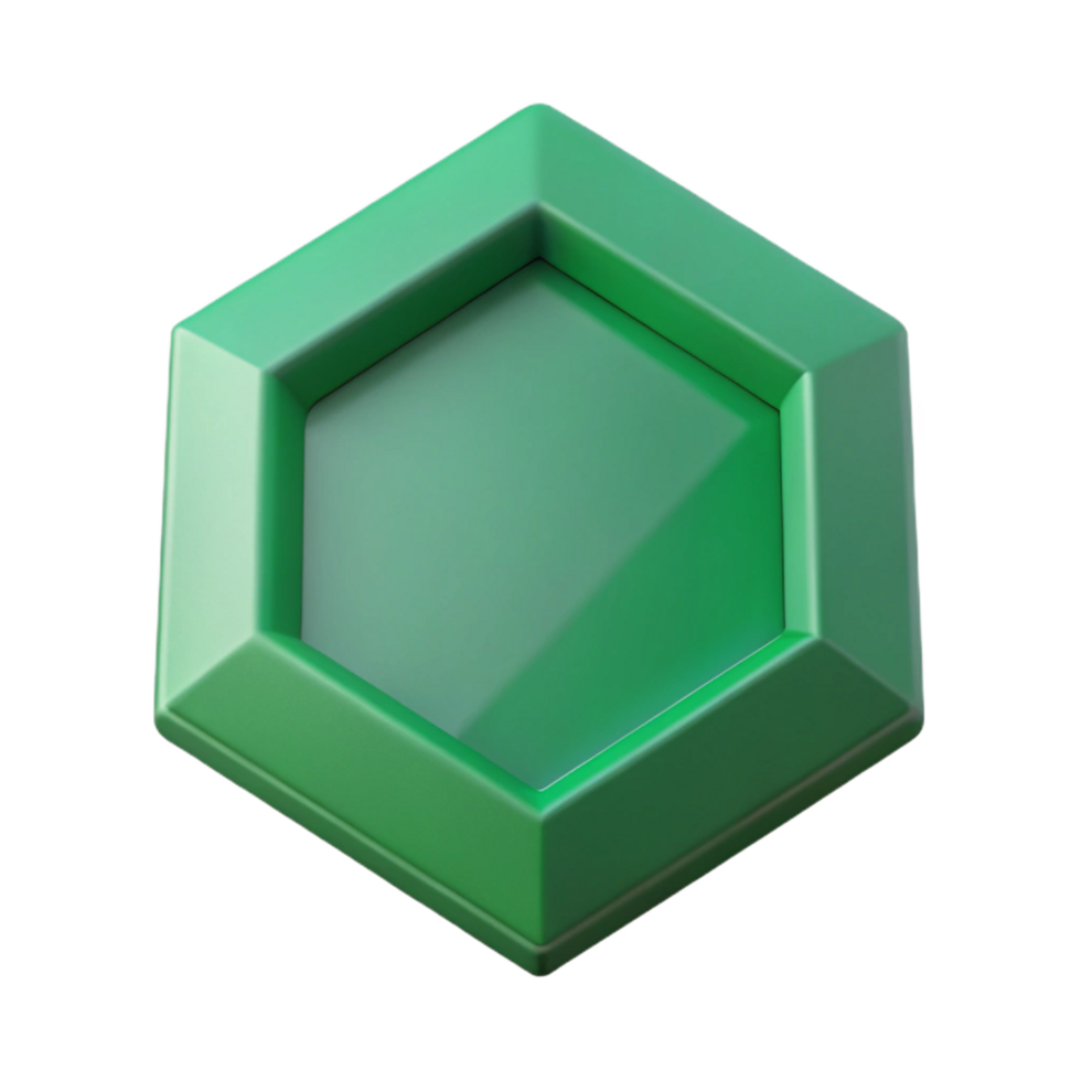 dynamic enchanting Geometric hexagon with sharp edges. Flat green. Minimal design with Scalable Design. professional png