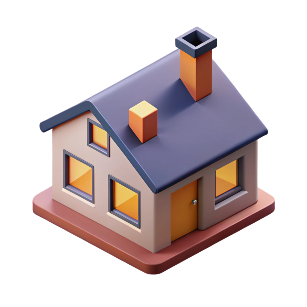 impressive inspired Isometric house with a chimney and windows. Crisp edges, flat color with Scalable Design. png