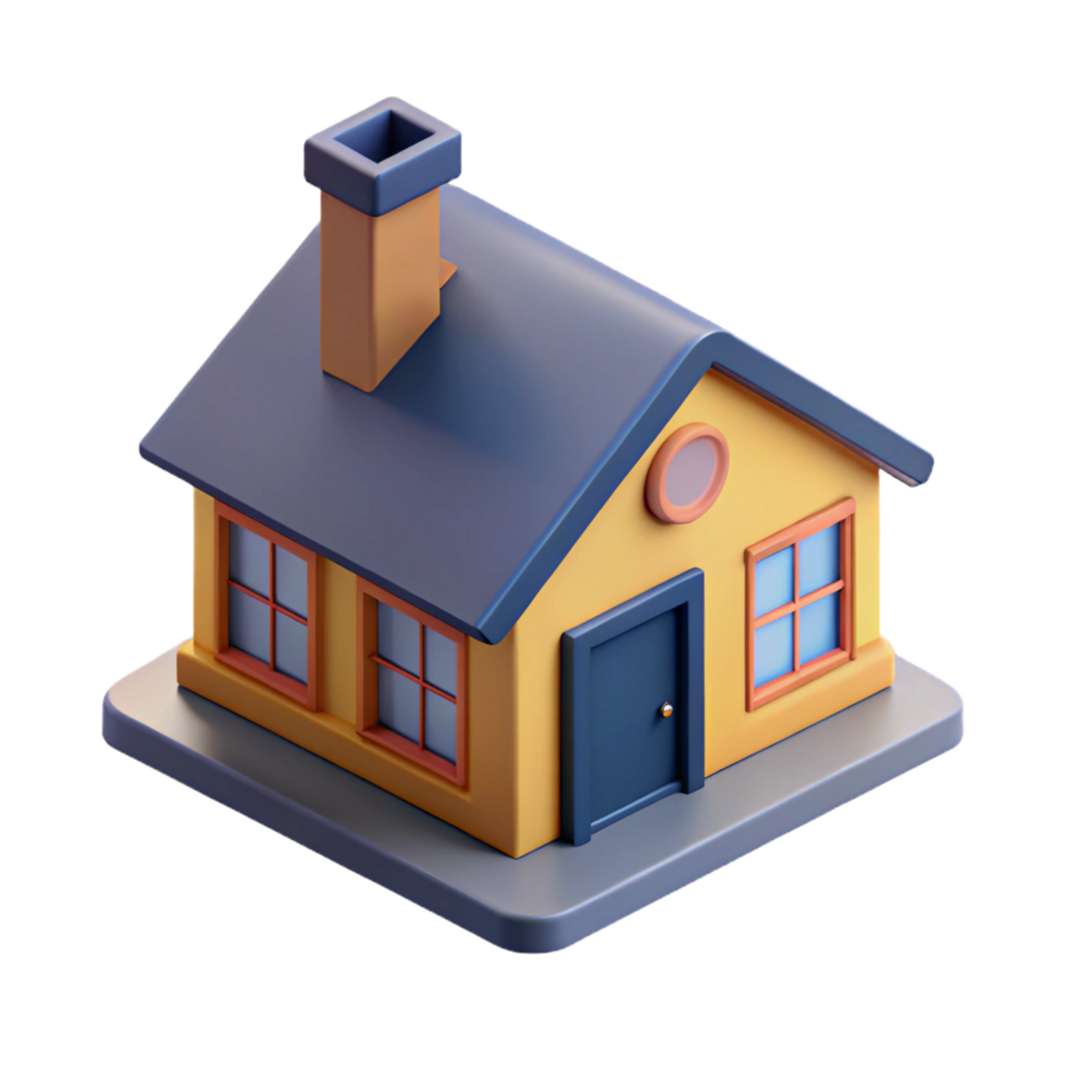 magnificent unforgettable Isometric house with a chimney and windows. Crisp edges, flat color with Scalable Design. png