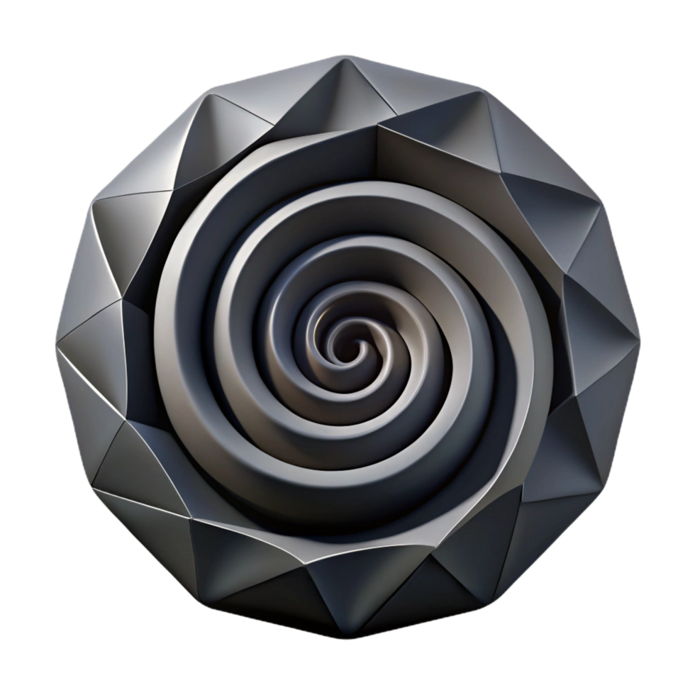impressive peaceful impressionist Geometric spiral with clean lines. Flat black. with Scalable Design. sharp png