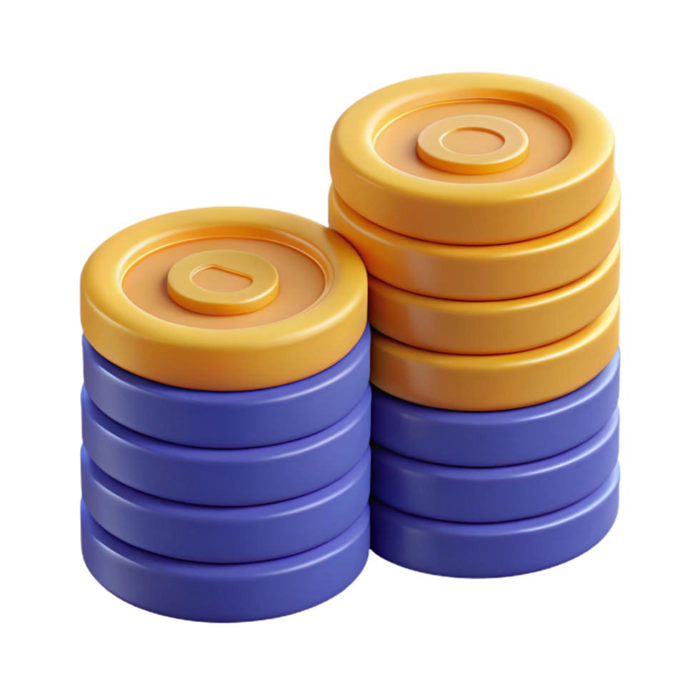 whimsical radiant Isometric stack of coins. Minimal design, single-weight stroke with Scalable Design. ultra HD png