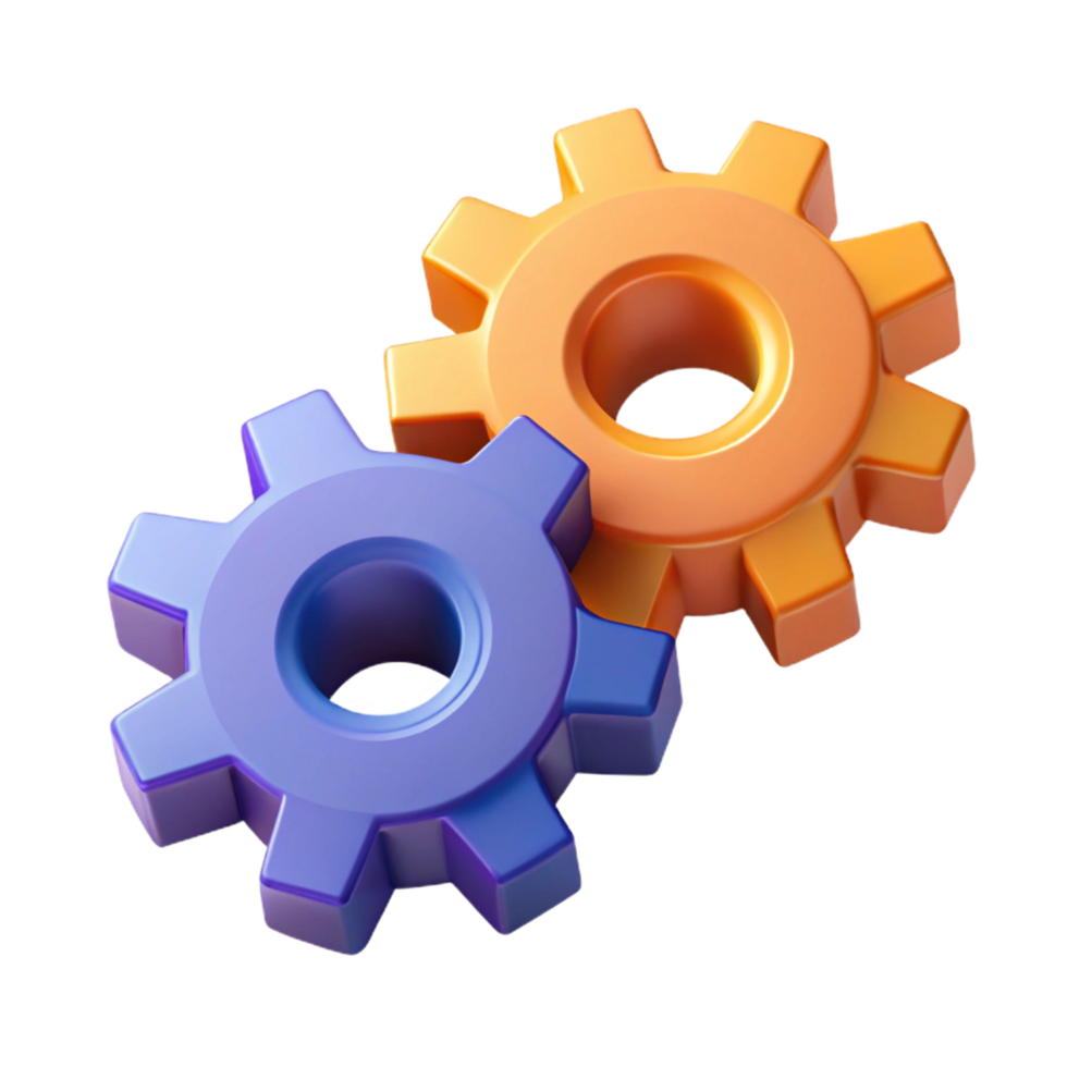unparalleled rustic Isometric set of gears. Geometric, symmetrical, flat color with Scalable Design. 8K png