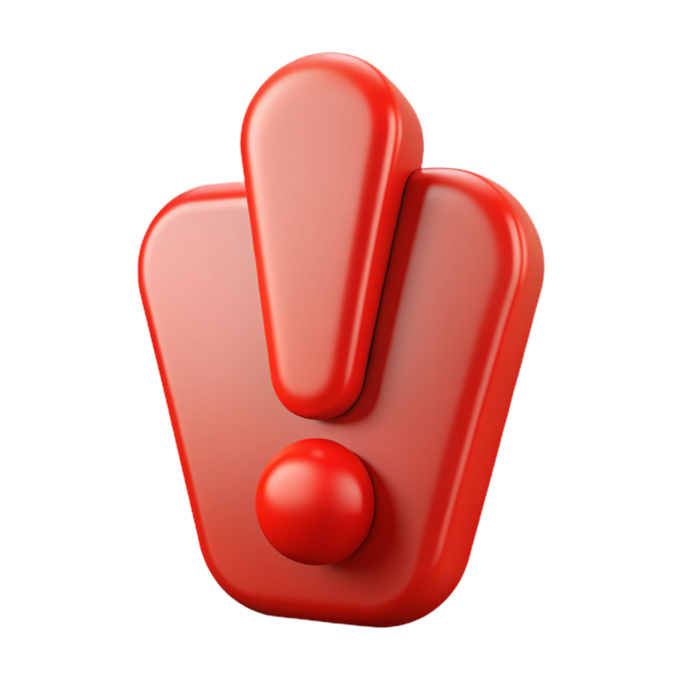 reflective wonderful Clean lines exclamation mark character, red, with Scalable Design. elite png