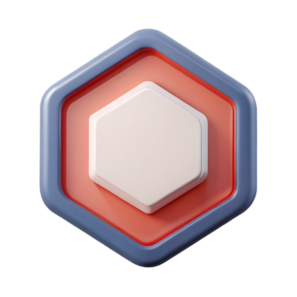 remarkable creative Hexagonal badge with a bold outline. Single-weight stroke, flat color, minimal with Scalable Design. expertly shot png