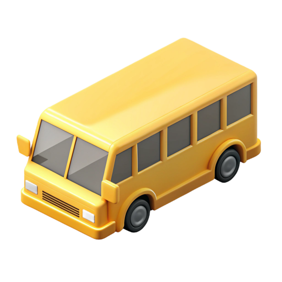 energetic hypnotic Isometric bus, clean lines, symmetrical, flat yellow color with Scalable Design. flawless png