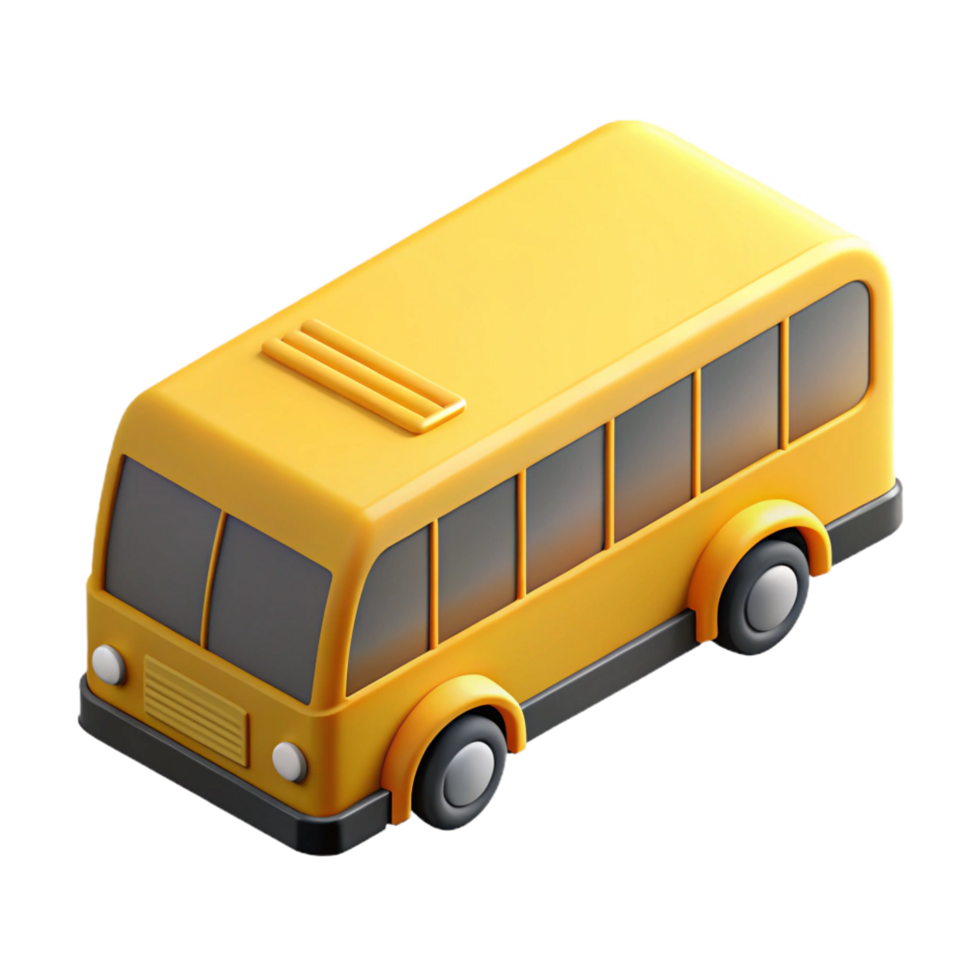 exemplary tropical Isometric bus, clean lines, symmetrical, flat yellow color with Scalable Design. high resolution png