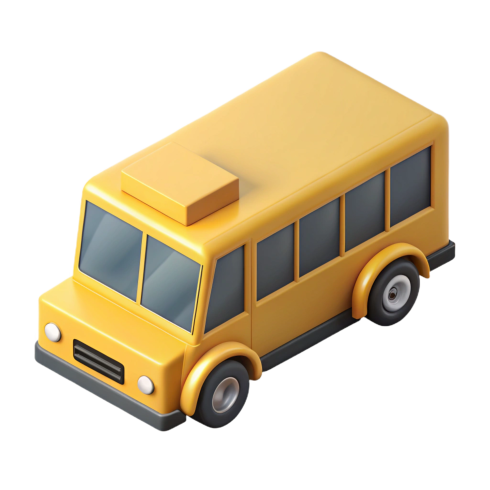 intense exquisite Isometric bus, clean lines, symmetrical, flat yellow color with Scalable Design. artisan png