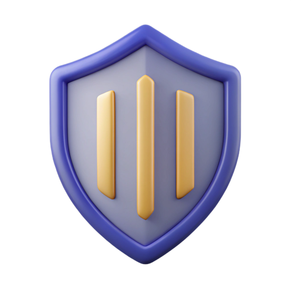 notable impressionist Shield-shaped badge with three vertical stripes. Flat color, clean lines, minimal with Scalable Design. fine detail png
