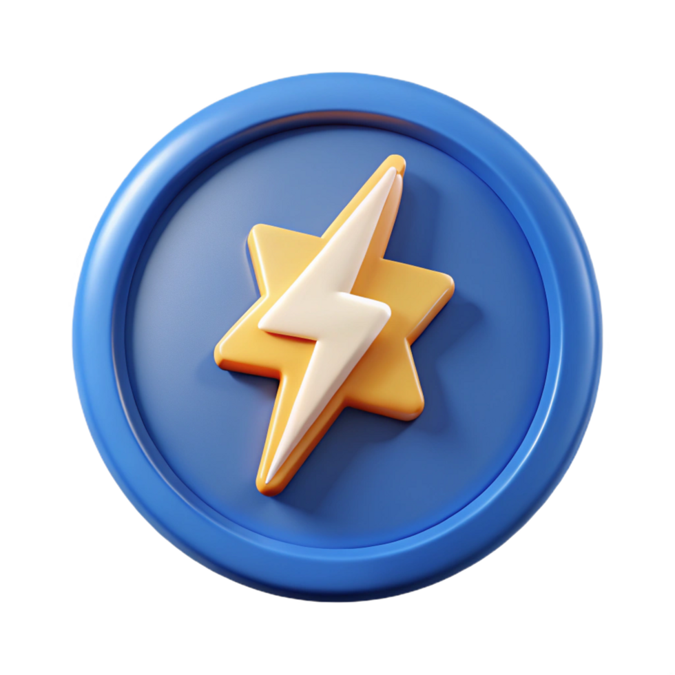 distinguished organic Circular badge with a lightning bolt. Minimal, scalable, single-weight stroke with Scalable Design. sharp png